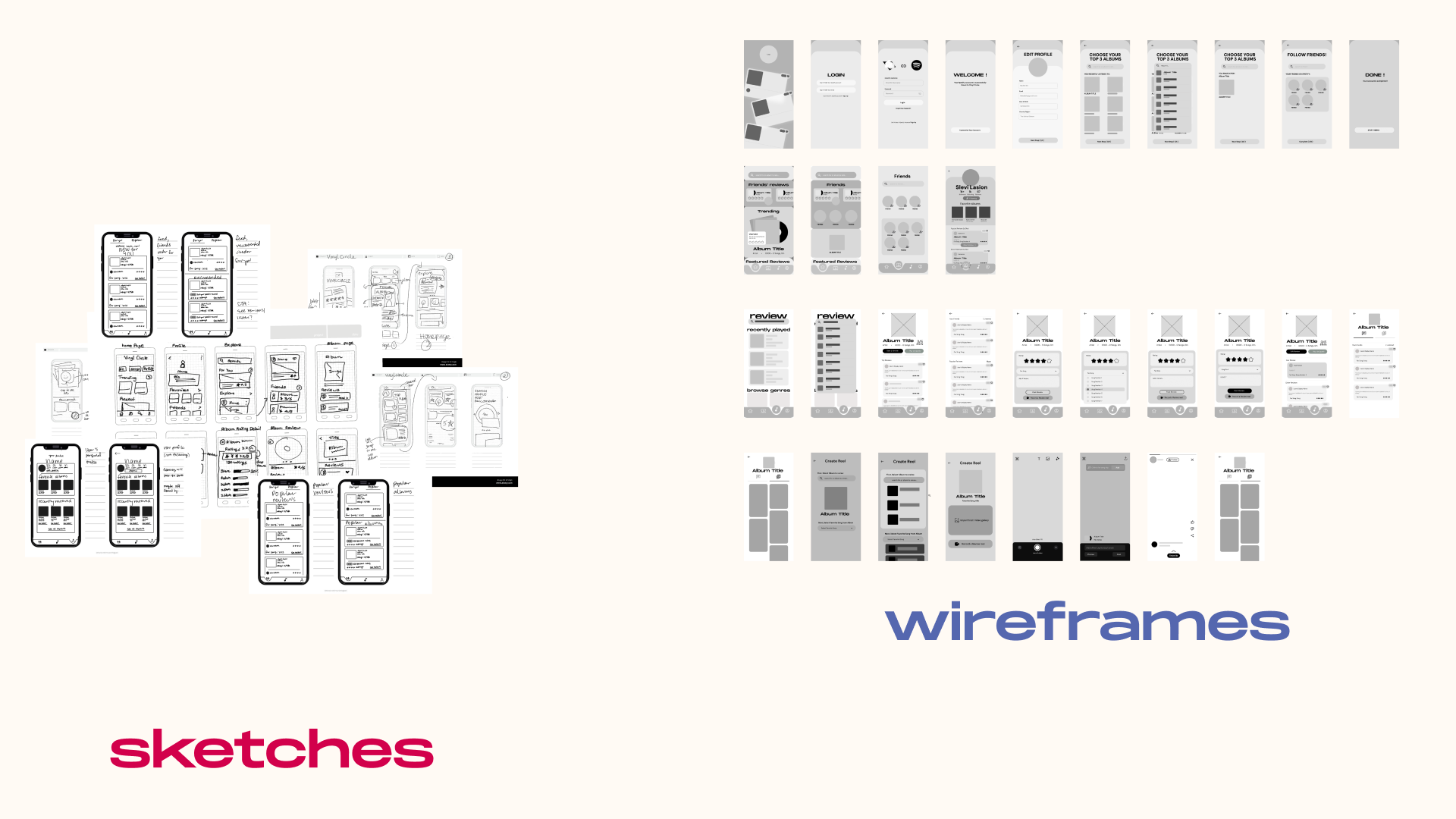 VinylCircle sketches and wireframes